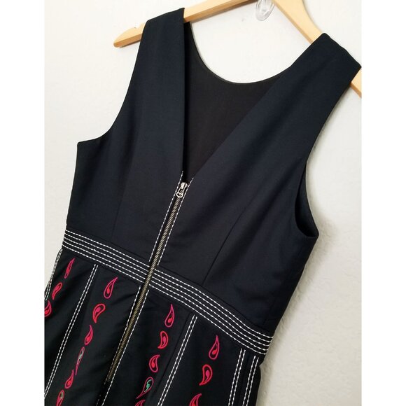 Anthropologie Maeve Chennai Embroidered Paisley Floral Mini Dress Black Size 6 - Picture 8 of 15